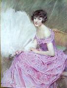 unknow artist Henri Royer Jeune fille painting